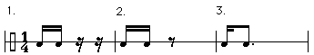 Ex. of different sixteenth note rhythms